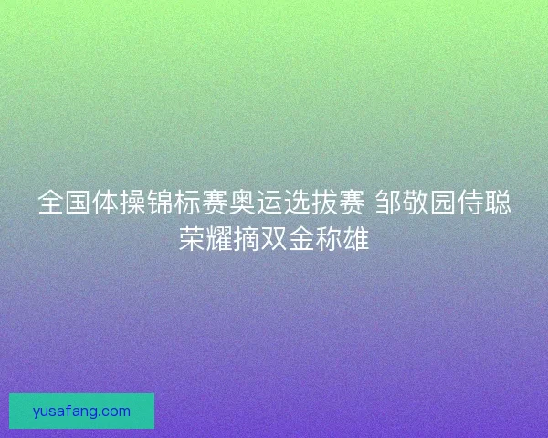 全国体操锦标赛奥运选拔赛 邹敬园侍聪荣耀摘双金称雄