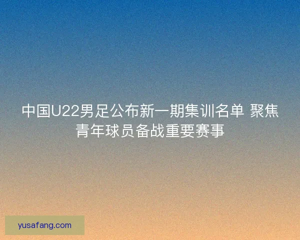 中国U22男足公布新一期集训名单 聚焦青年球员备战重要赛事 中国U22男足公布新一期集训名单 聚焦青年球员备战重要赛事